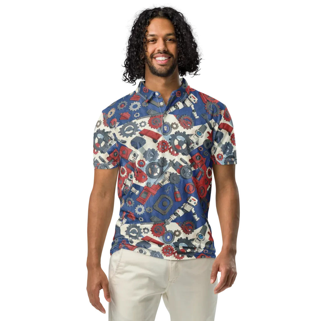 Clockwork Orbit on Men's Slim Fit Polo Shirt — Front