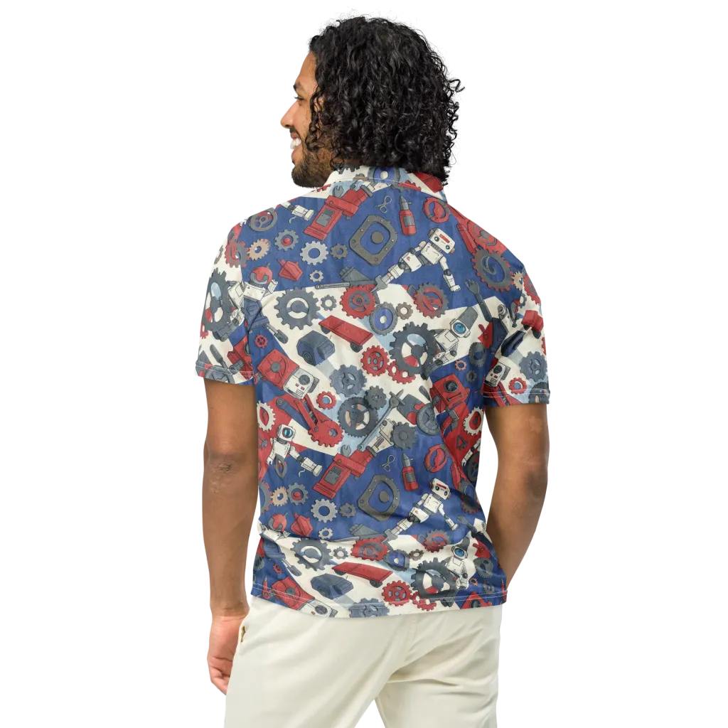 Clockwork Orbit on Men's Slim Fit Polo Shirt — Back