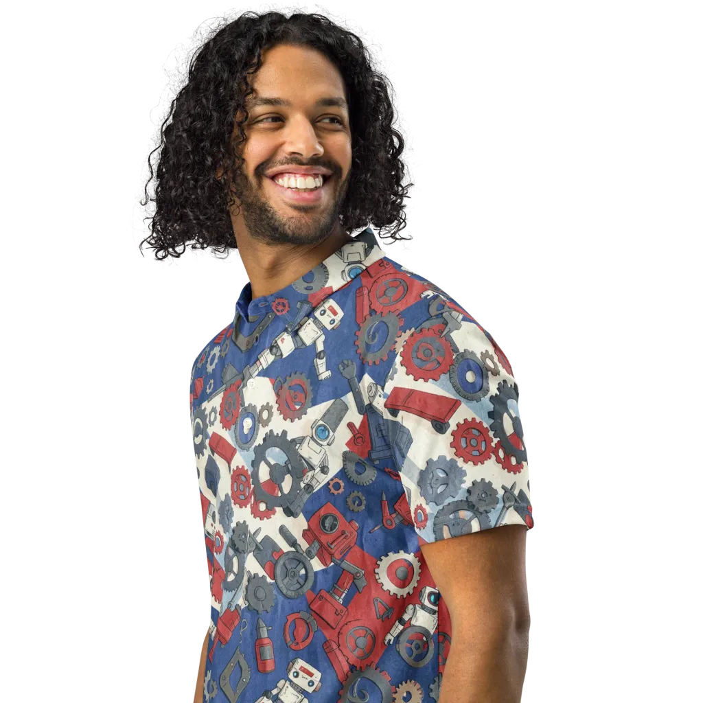 Clockwork Orbit on Men's Slim Fit Polo Shirt — Left Front