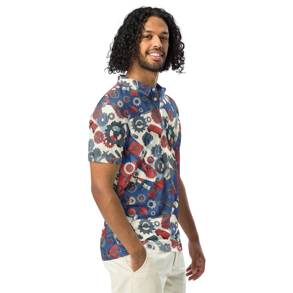 Clockwork Orbit on Men's Slim Fit Polo Shirt — Right Front