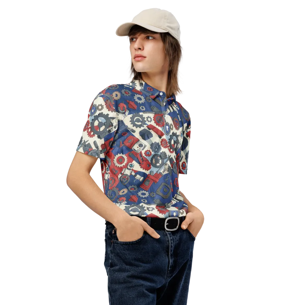 Clockwork Orbit on Men's Slim Fit Polo Shirt — Right Front