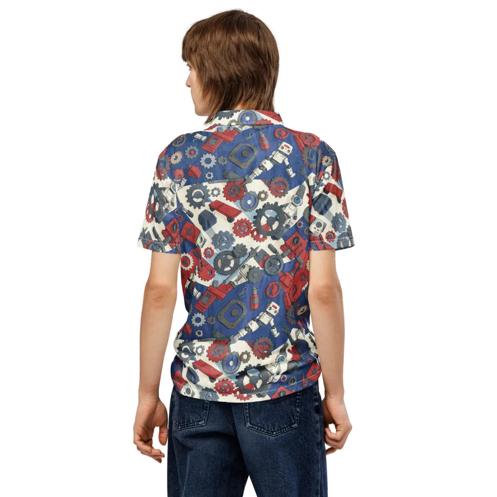 Clockwork Orbit on Men's Slim Fit Polo Shirt — Back