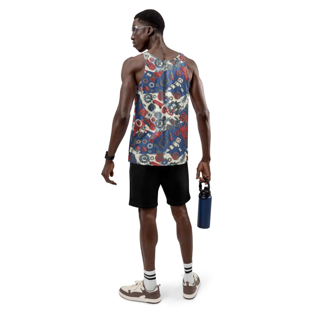 Clockwork Orbit on Men's Tank Top — Back