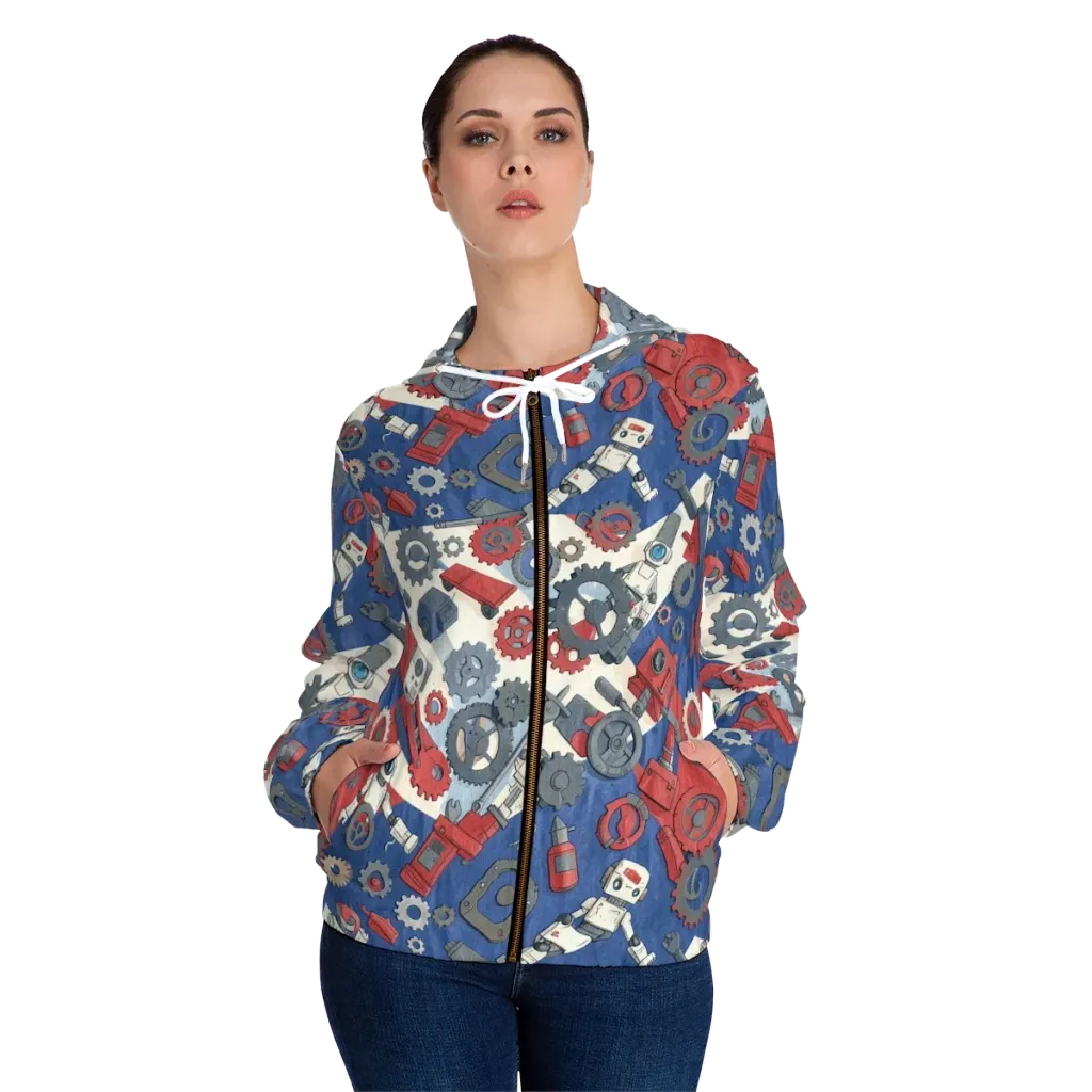 Clockwork Orbit on Women's Full-Zip Hoodie — Front On Person