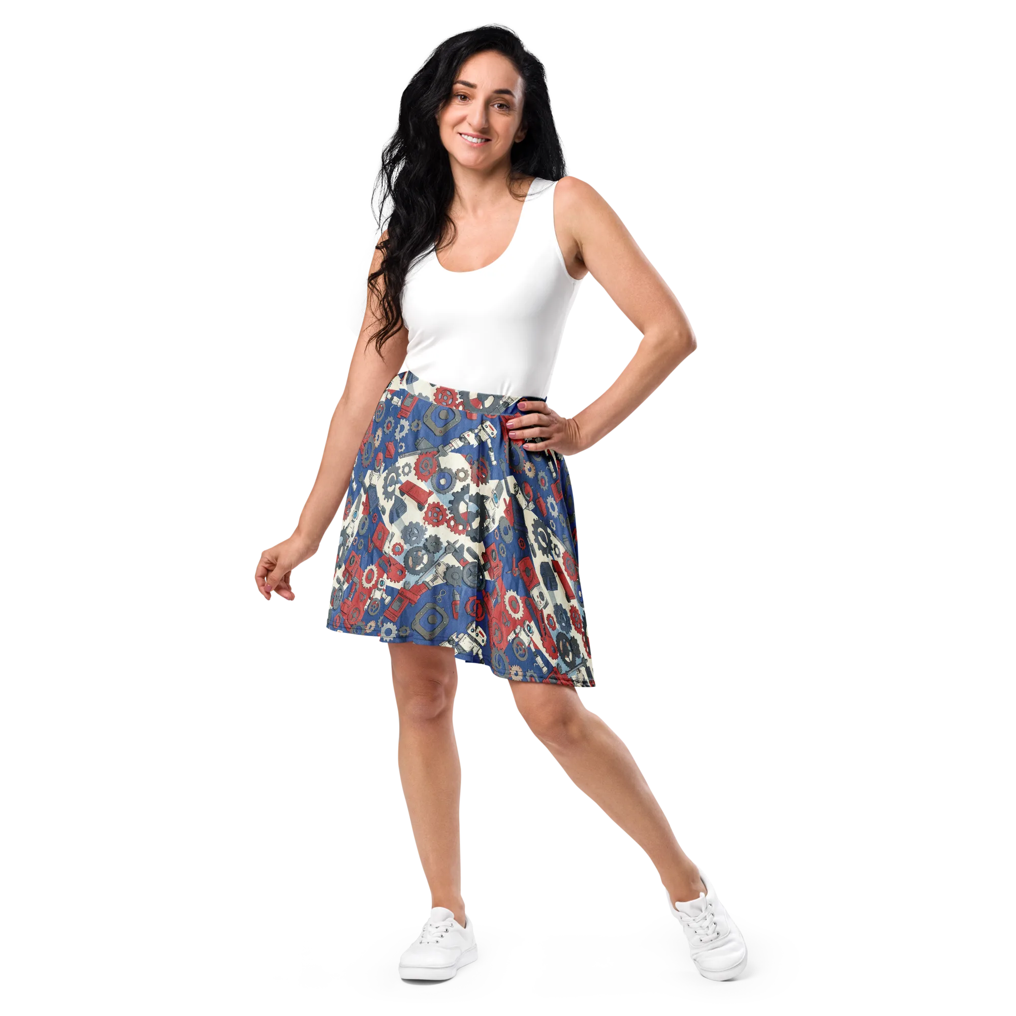 Clockwork Orbit on Skater Skirt — Front