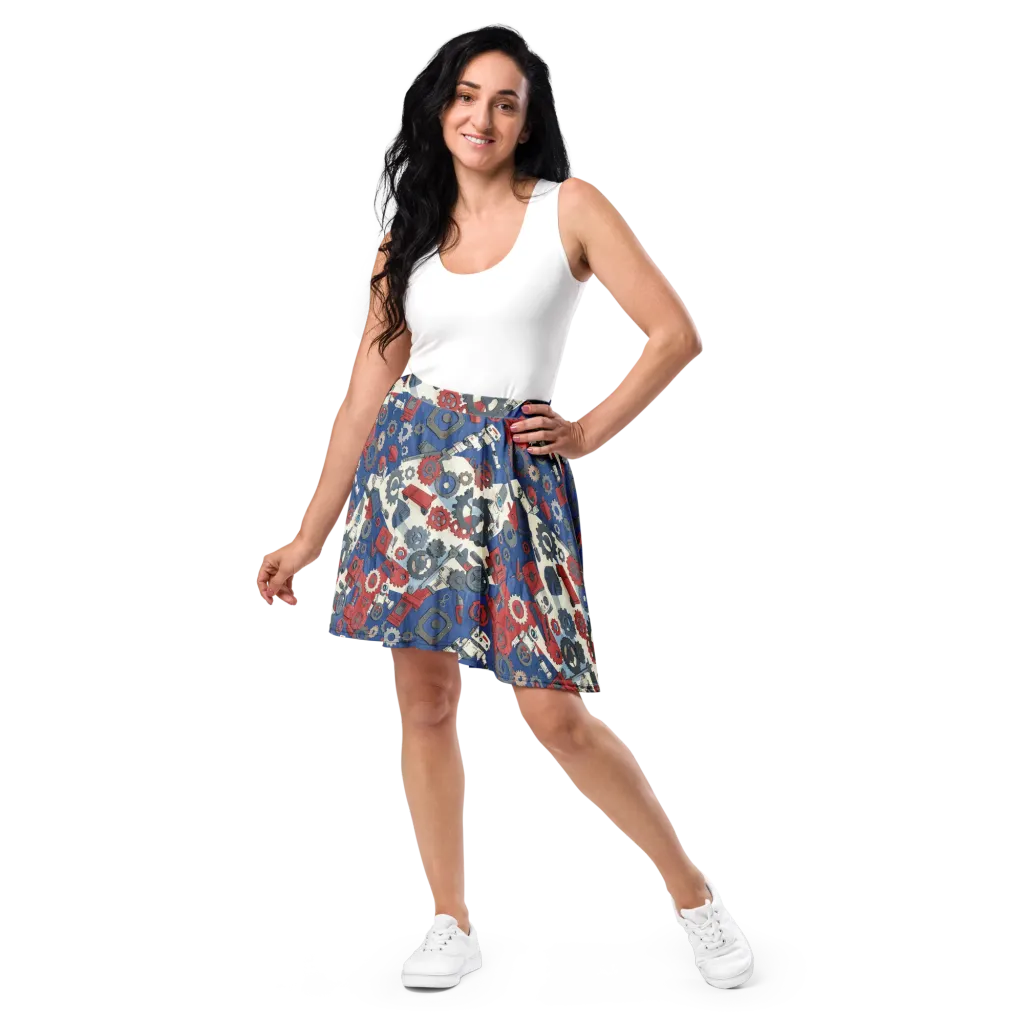 Clockwork Orbit on Skater Skirt — Front
