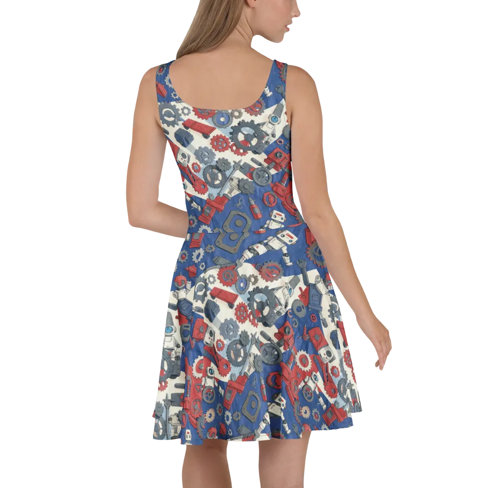 Clockwork Orbit on Skater Dress — Back