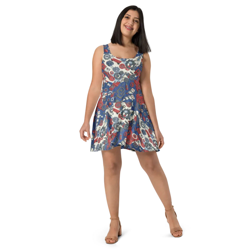 Clockwork Orbit on Skater Dress — Front