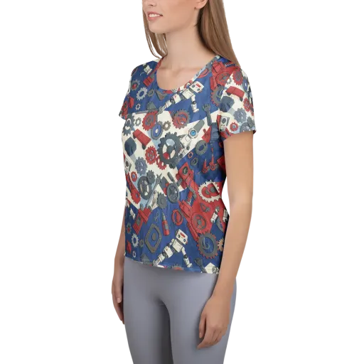Clockwork Orbit on a Women's Athletic T-Shirt