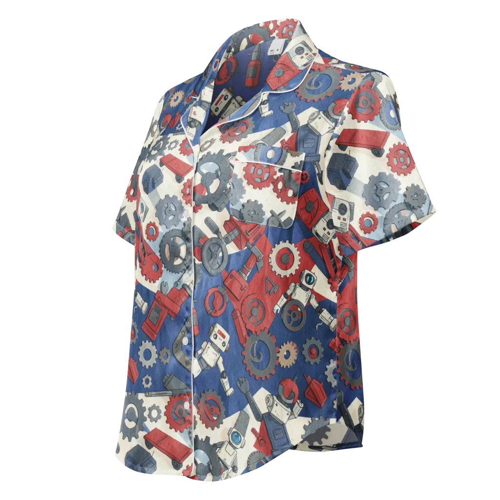 Clockwork Orbit on Women's Short Sleeve Pajama Top — Left Front