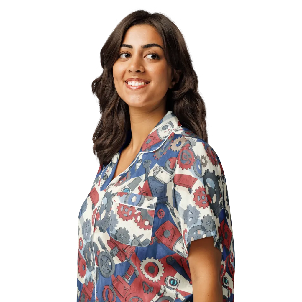 Clockwork Orbit on Women's Short Sleeve Pajama Top — Left Front
