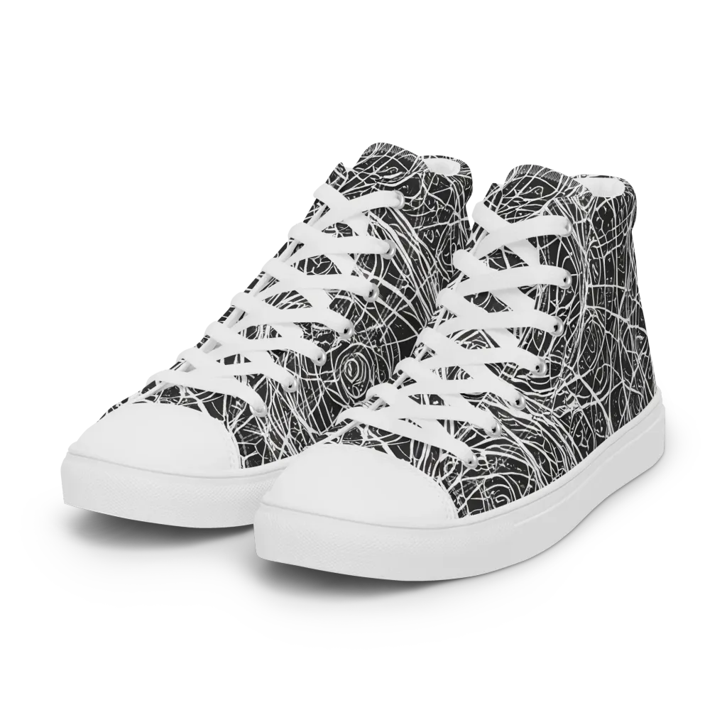 Inkstorm on Women's High Top Canvas Shoes — Left Front