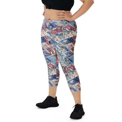 Robot Railyard on a Capri Leggings