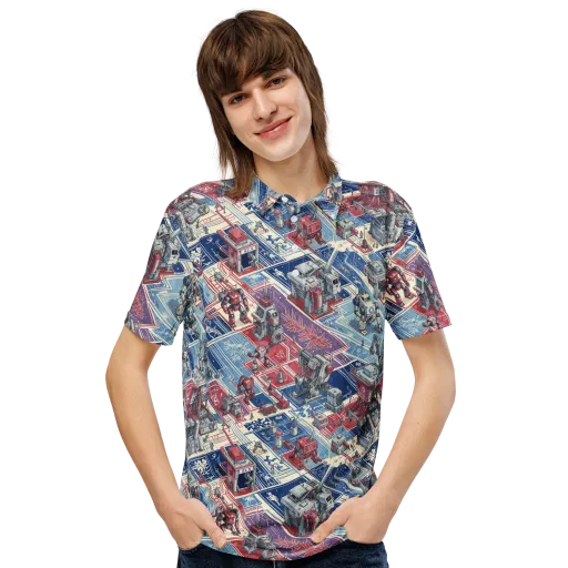 Robot Railyard on a Men's Slim Fit Polo Shirt