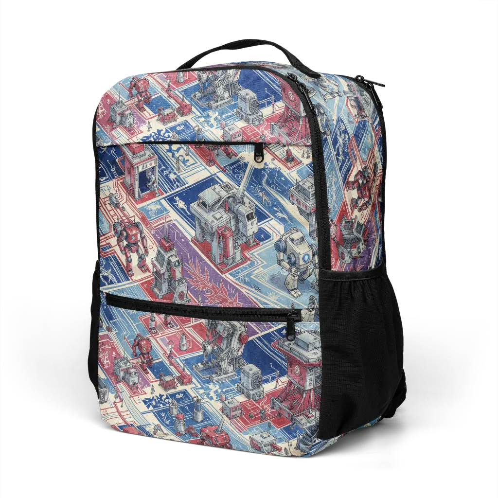 Robot Railyard on Utility Backpack — Left Front
