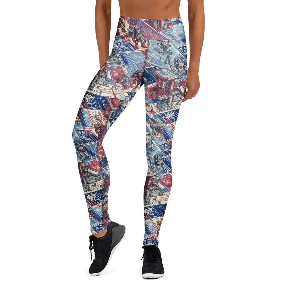 Robot Railyard on Yoga Leggings — Front