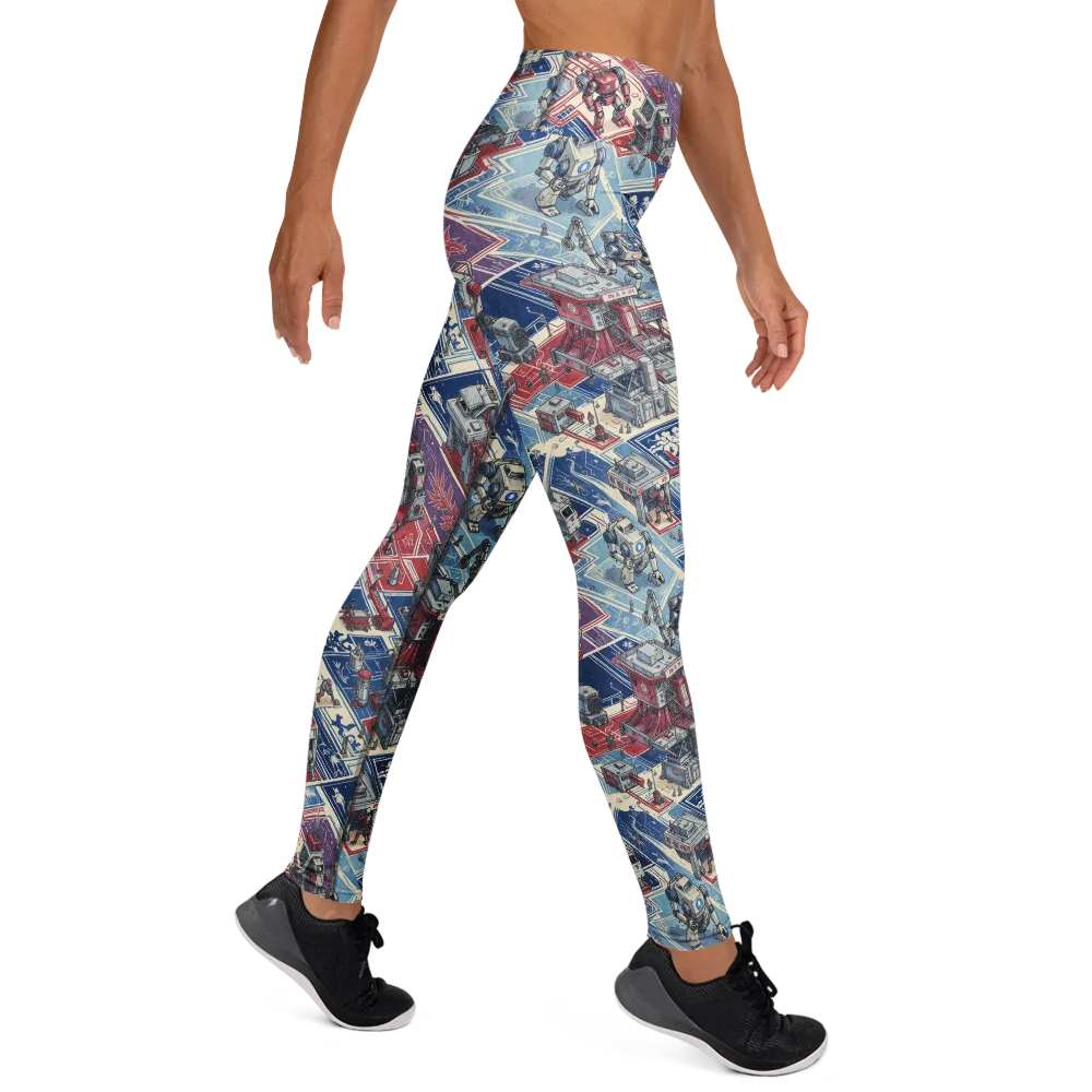 Robot Railyard on Yoga Leggings — Right