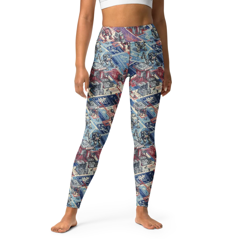 Robot Railyard on Yoga Leggings — Front