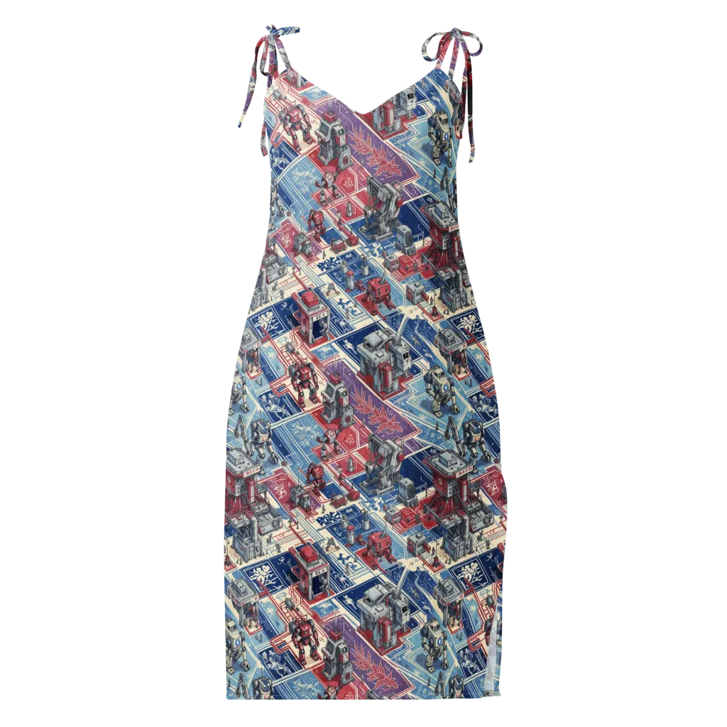 Robot Railyard on Slip Dress — Front