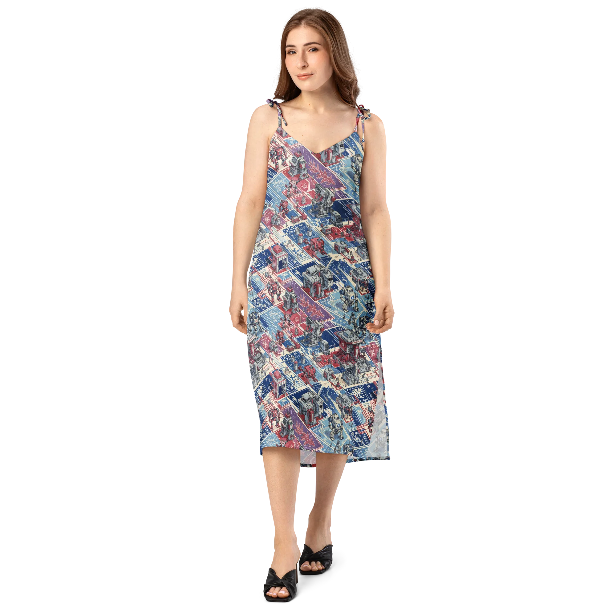 Robot Railyard on Slip Dress — Front