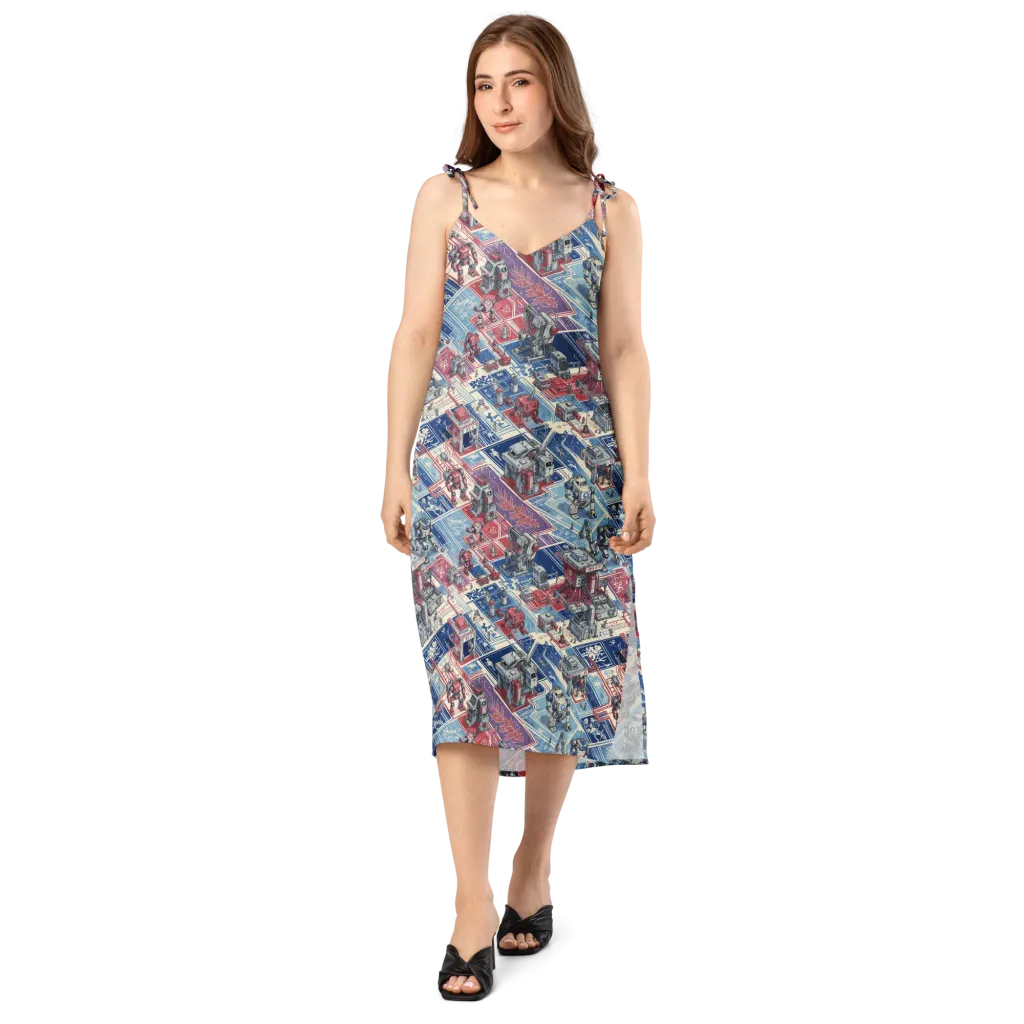 Robot Railyard on Slip Dress — Front