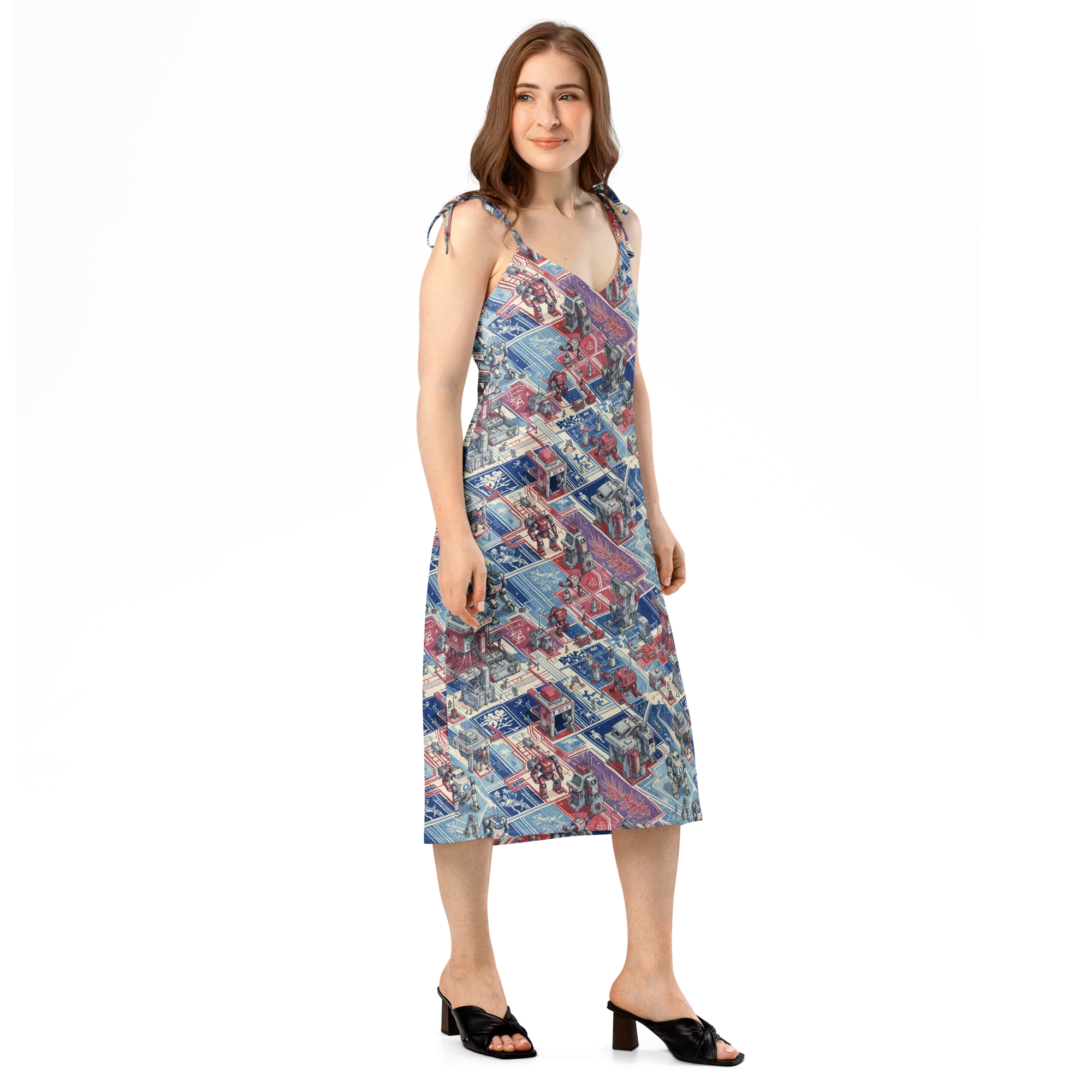 Robot Railyard on Slip Dress — Right Front