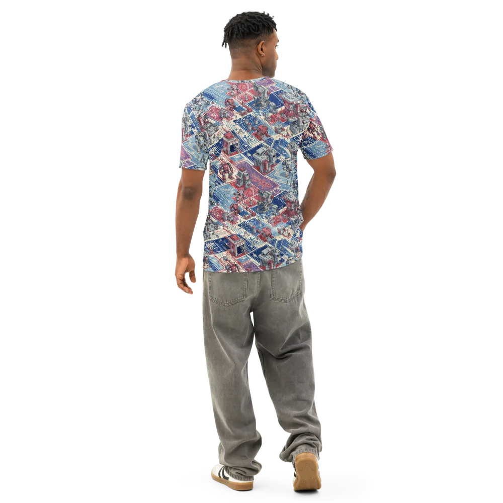 Robot Railyard on Men's Cotton Crew Neck T-Shirt — Back