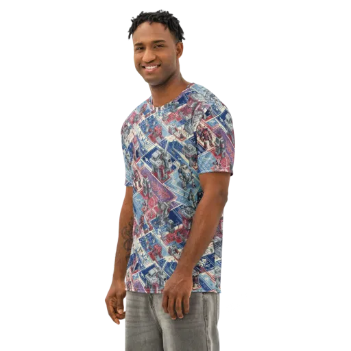 Robot Railyard on a Men's Cotton Crew Neck T-Shirt