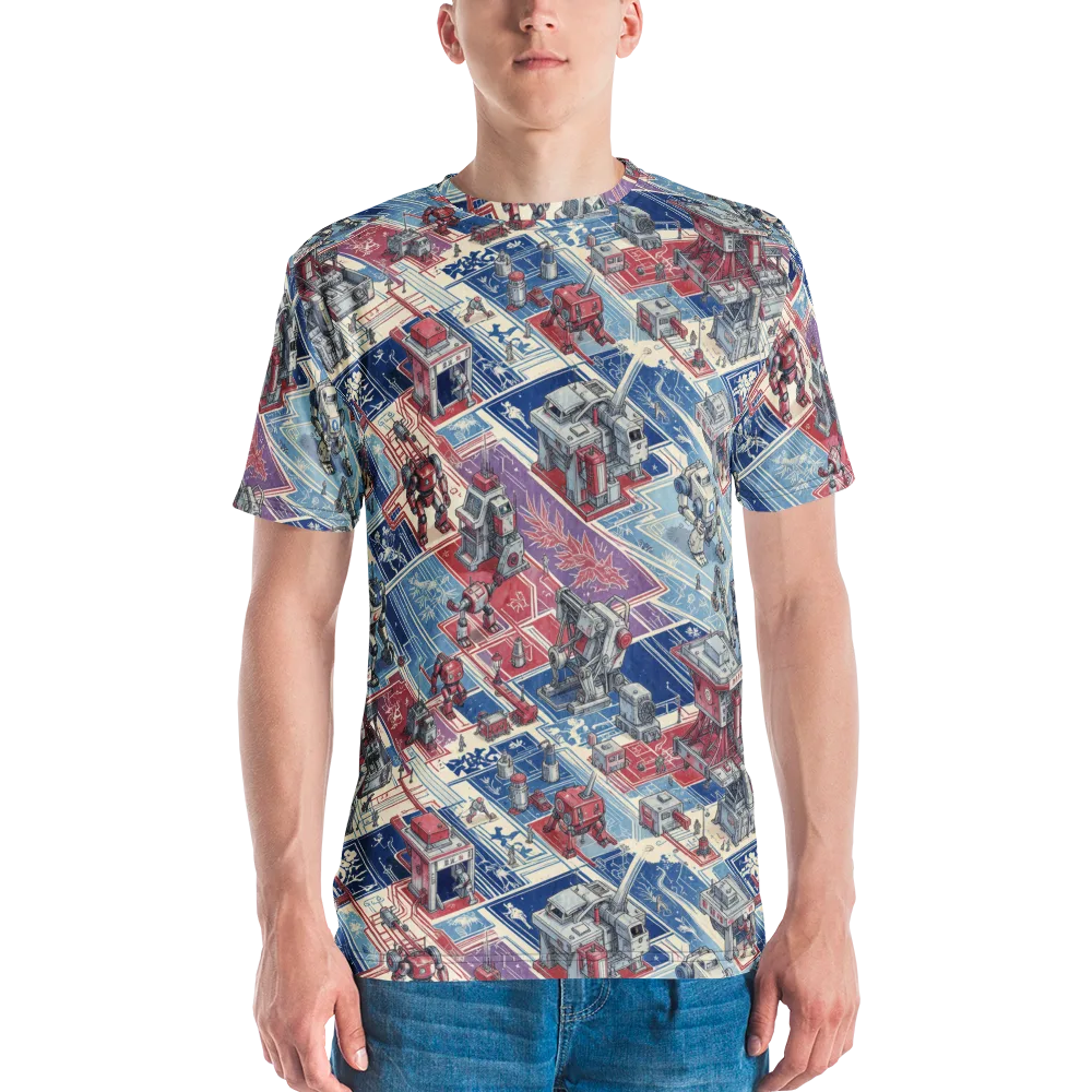 Robot Railyard on Men's Crew Neck T-Shirt — Front