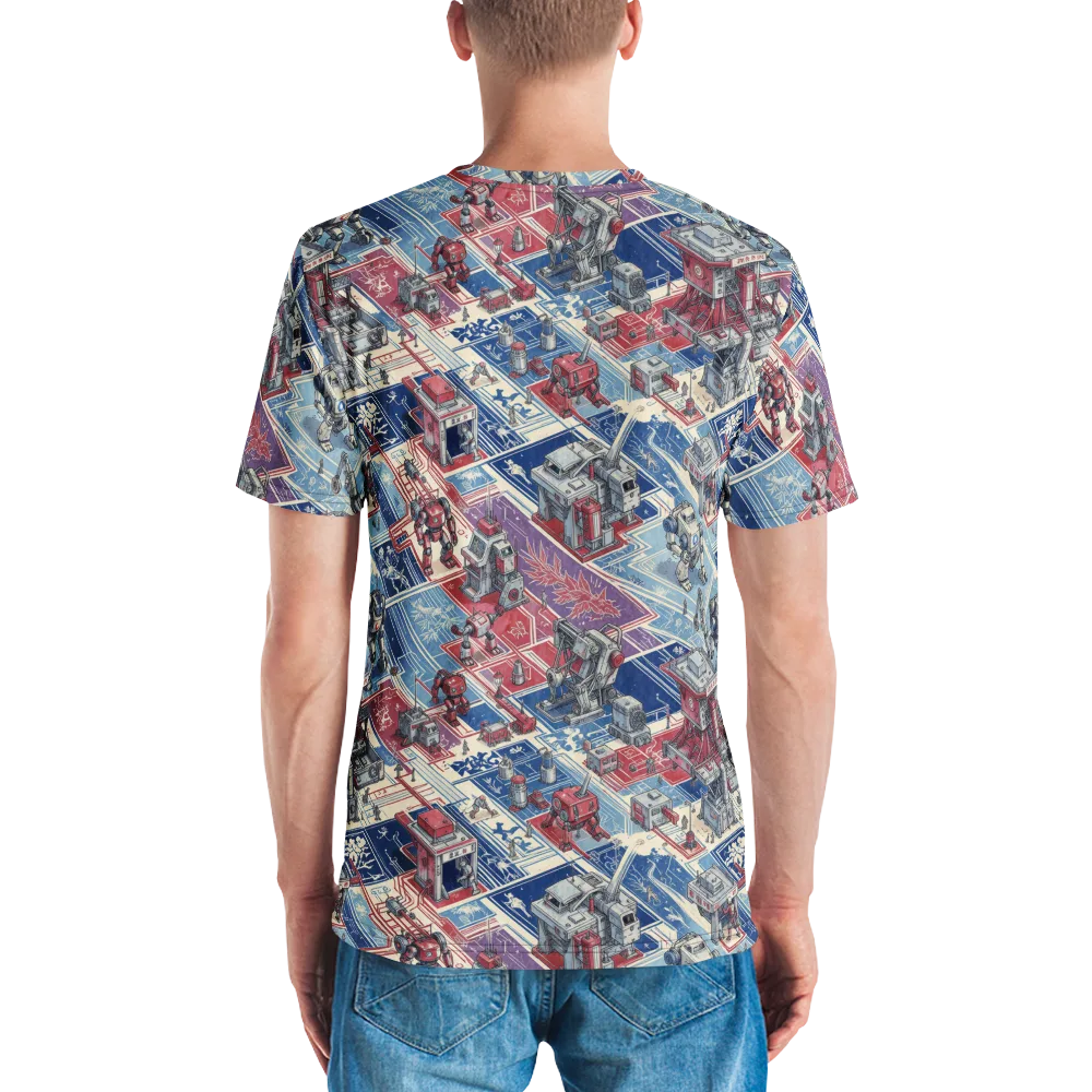 Robot Railyard on Men's Crew Neck T-Shirt — Back