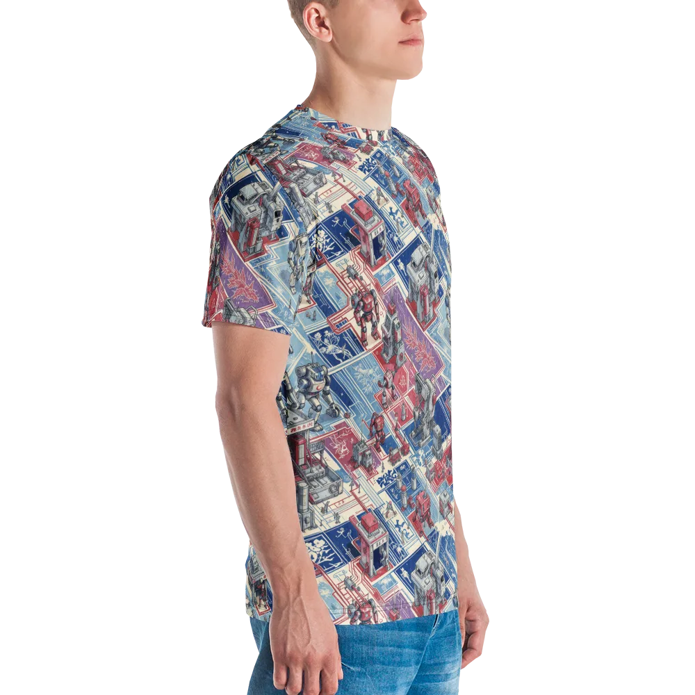 Robot Railyard on Men's Crew Neck T-Shirt — Right