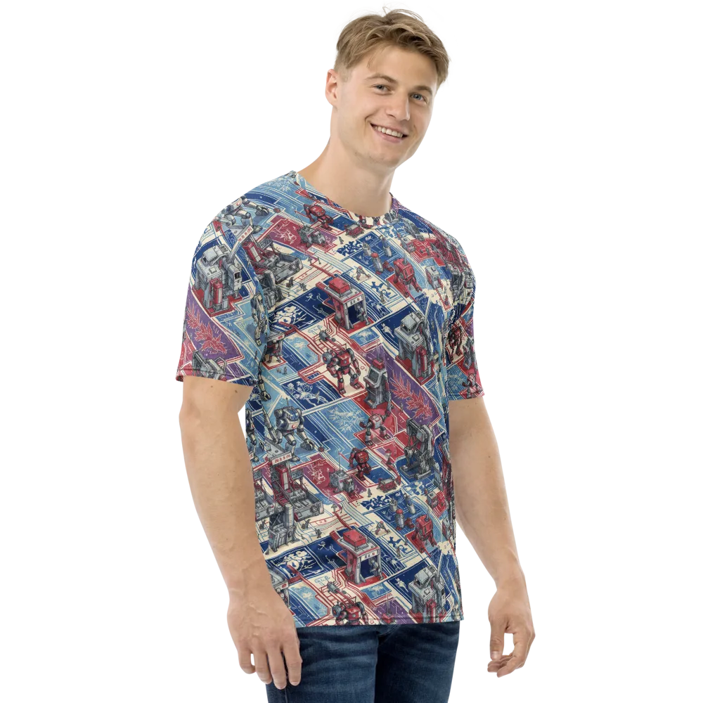 Robot Railyard on Men's Crew Neck T-Shirt — Right