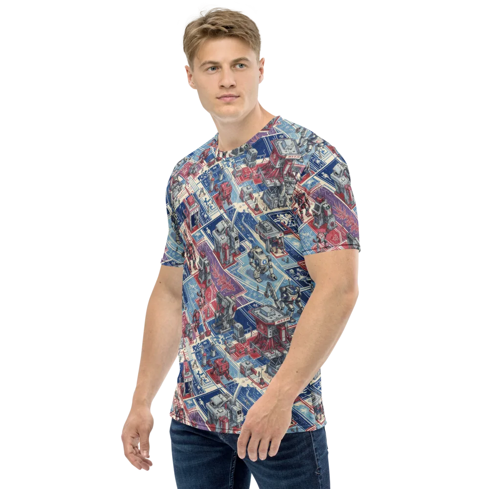 Robot Railyard on Men's Crew Neck T-Shirt — Left