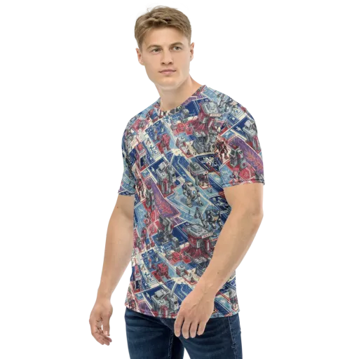 Robot Railyard on a Men's Crew Neck T-Shirt