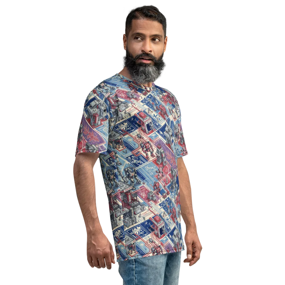 Robot Railyard on Men's Crew Neck T-Shirt — Right
