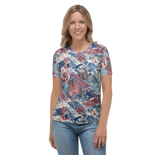 Robot Railyard on a Women's Crew Neck T-Shirt