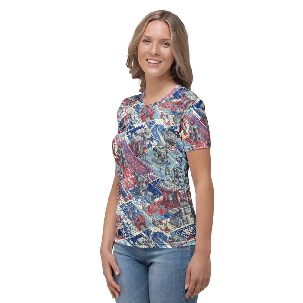 Robot Railyard on Women's Crew Neck T-Shirt — Left