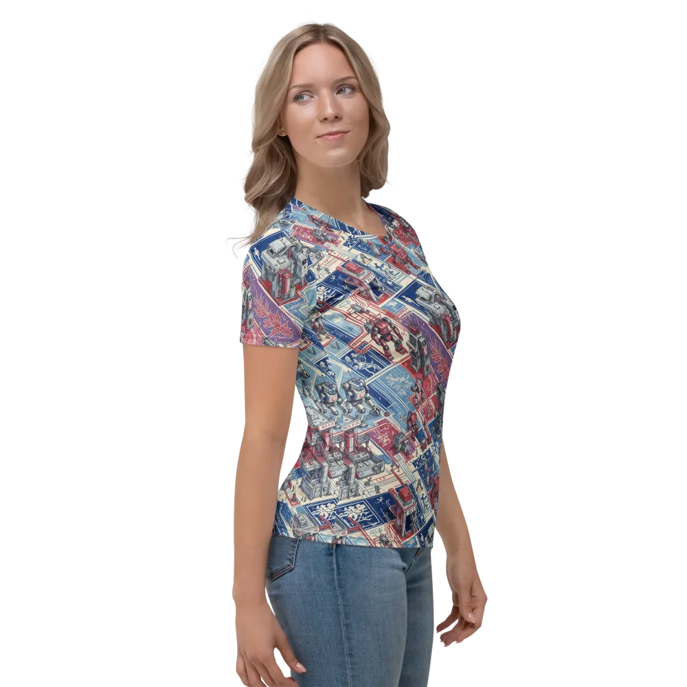 Robot Railyard on Women's Crew Neck T-Shirt — Right