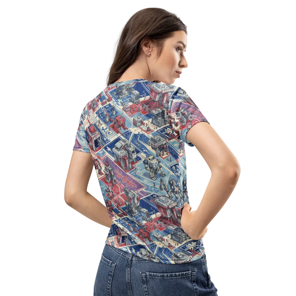 Robot Railyard on Women's Crew Neck T-Shirt — Back