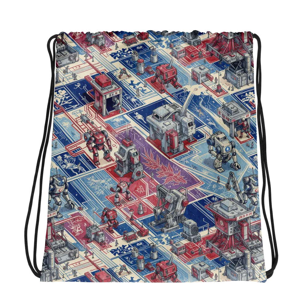 Robot Railyard on Drawstring Bag — Photo