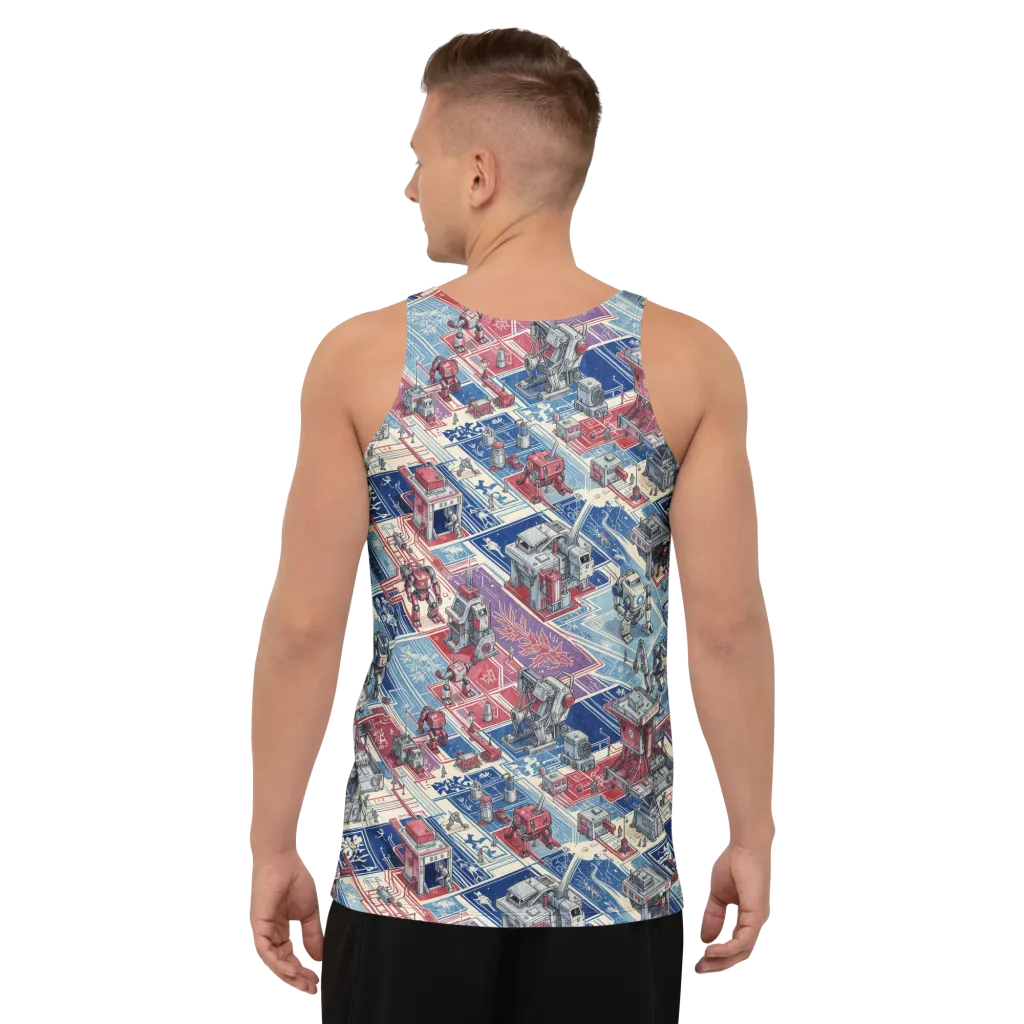 Robot Railyard on Men's Tank Top — Back