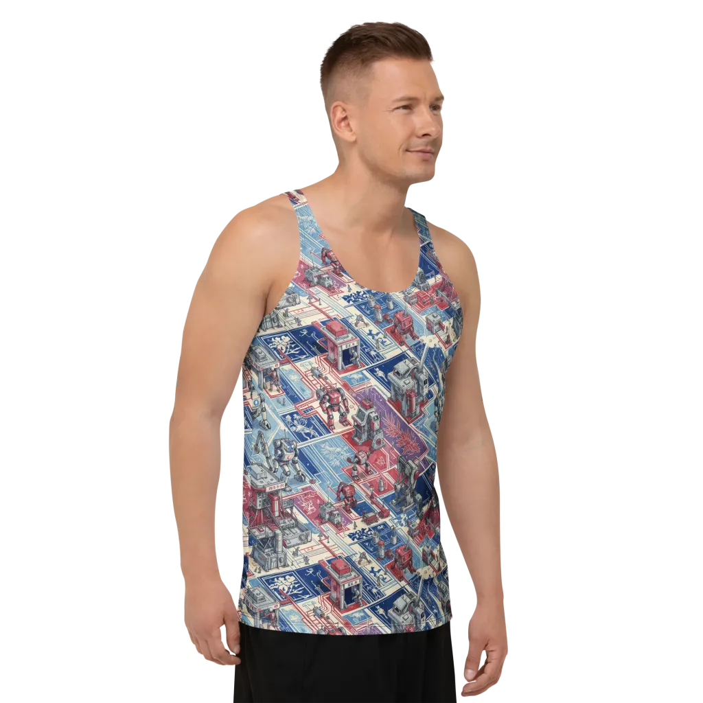 Robot Railyard on Men's Tank Top — Right Front