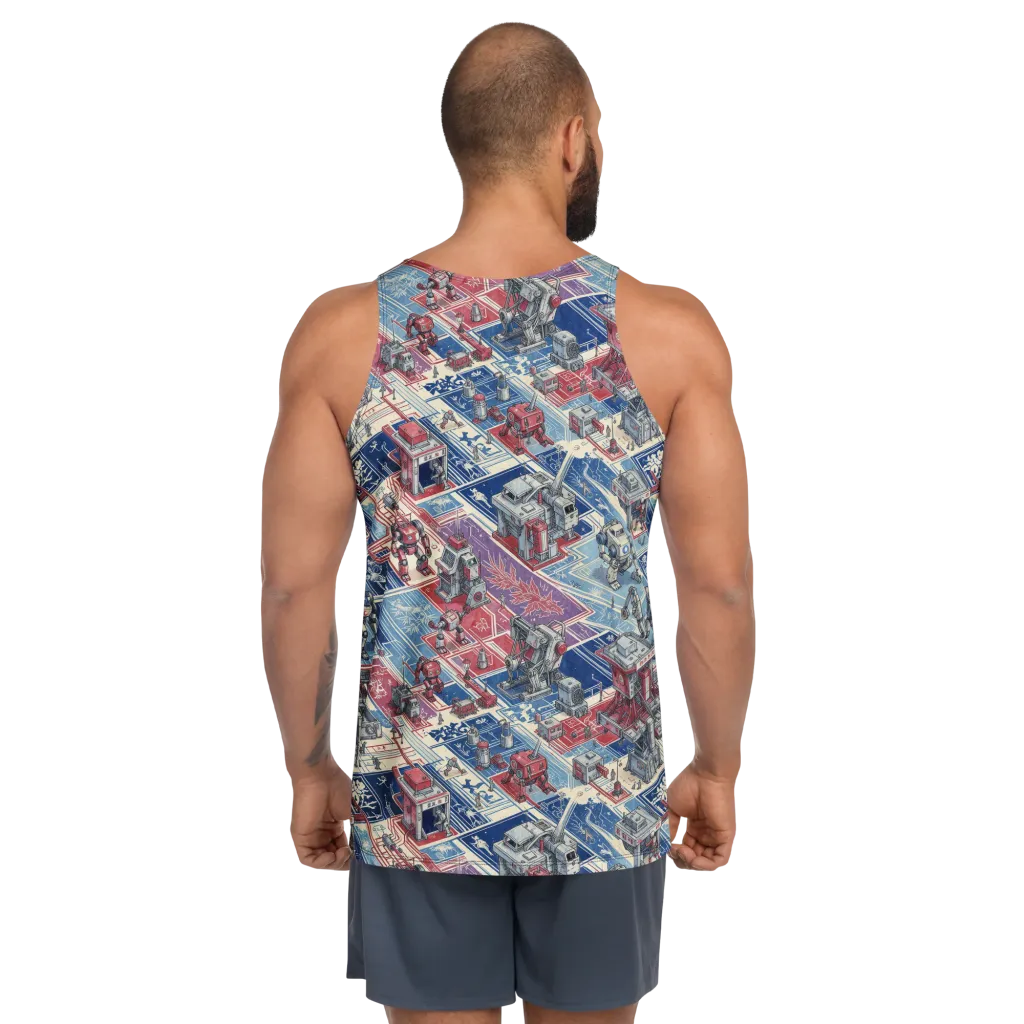 Robot Railyard on Men's Tank Top — Back
