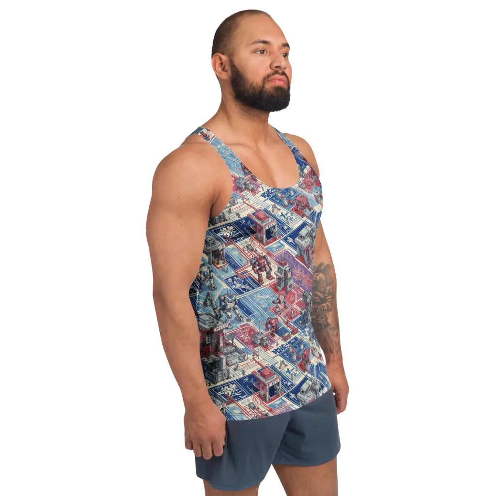 Robot Railyard on Men's Tank Top — Right Front