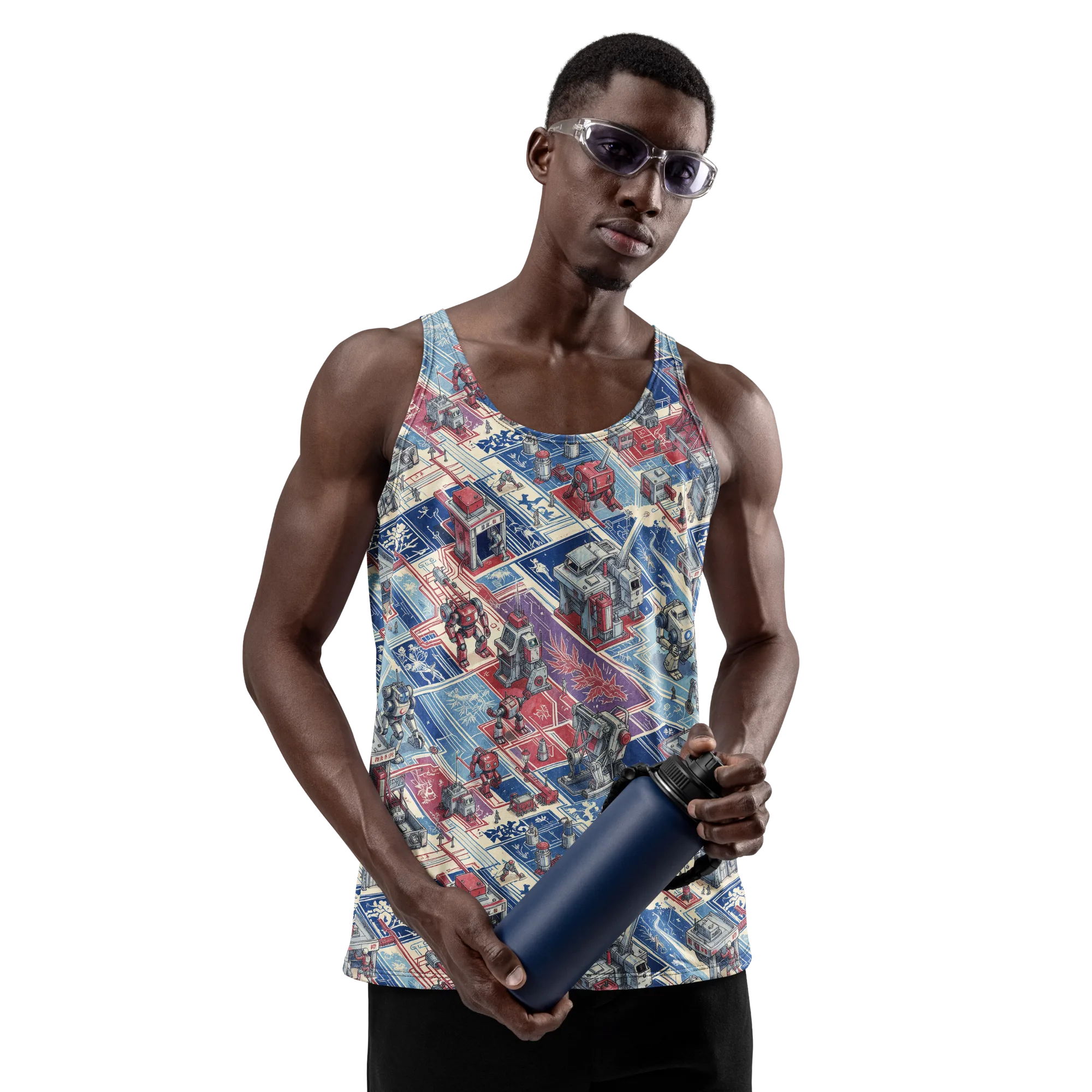 Robot Railyard on Men's Tank Top — Front