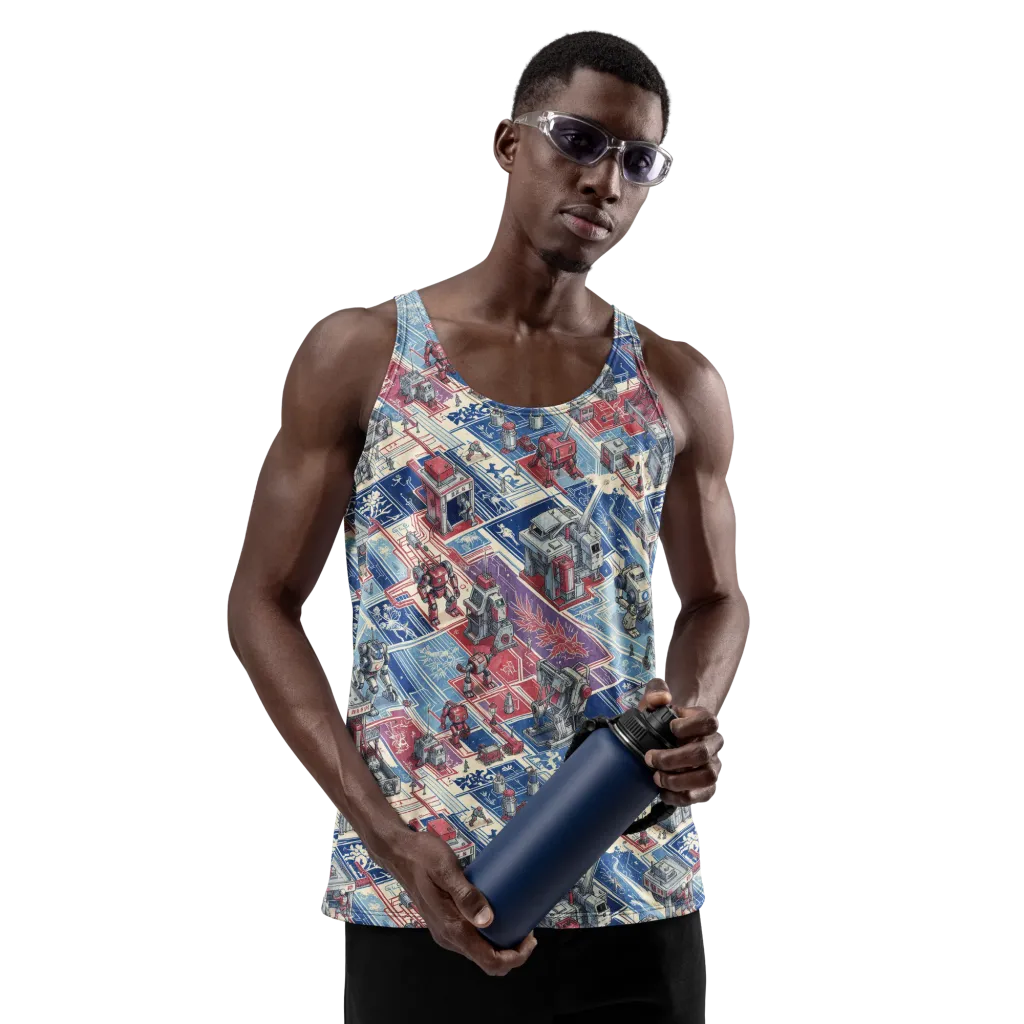 Robot Railyard on Men's Tank Top — Front
