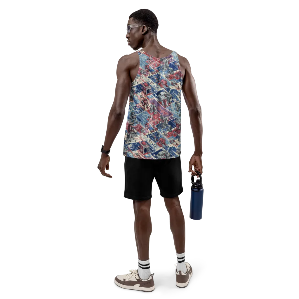 Robot Railyard on Men's Tank Top — Back