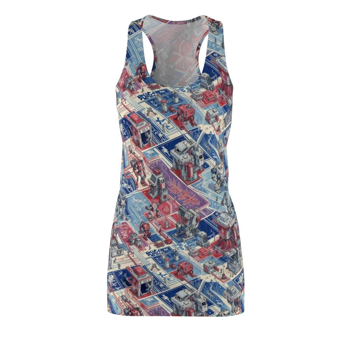 Robot Railyard on Racerback Dress — Front