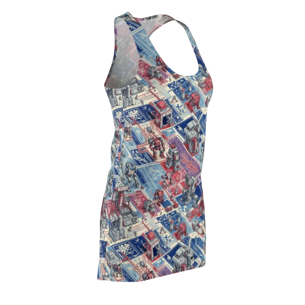 Robot Railyard on Racerback Dress — Front Side
