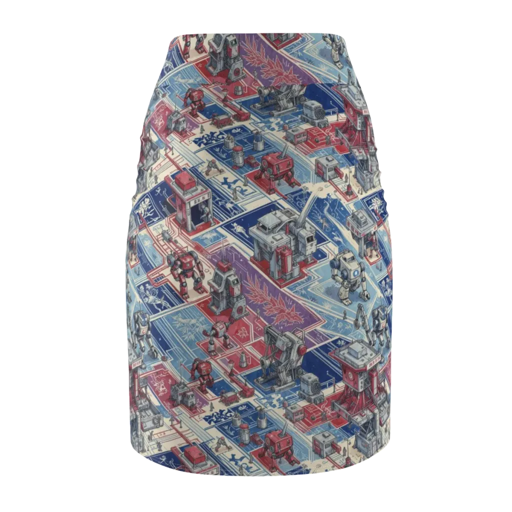 Robot Railyard on Pencil Skirt — Back